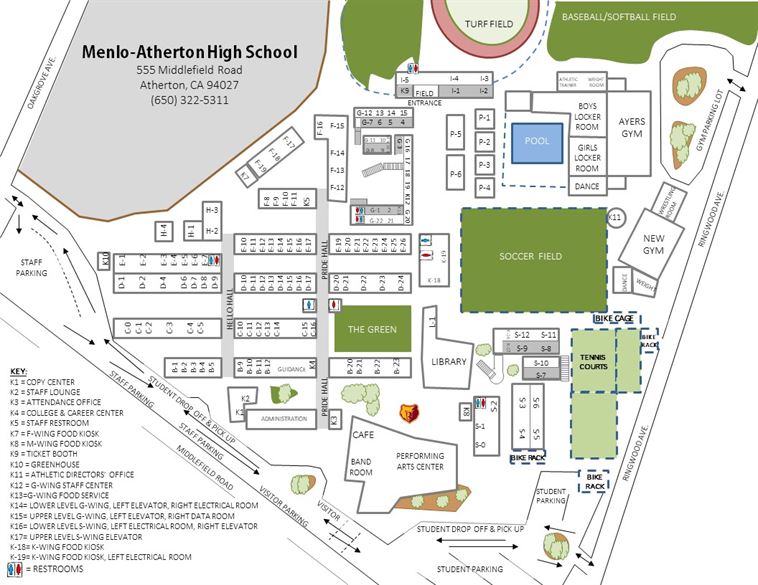 Menlo Atherton High School Directions Campus Map